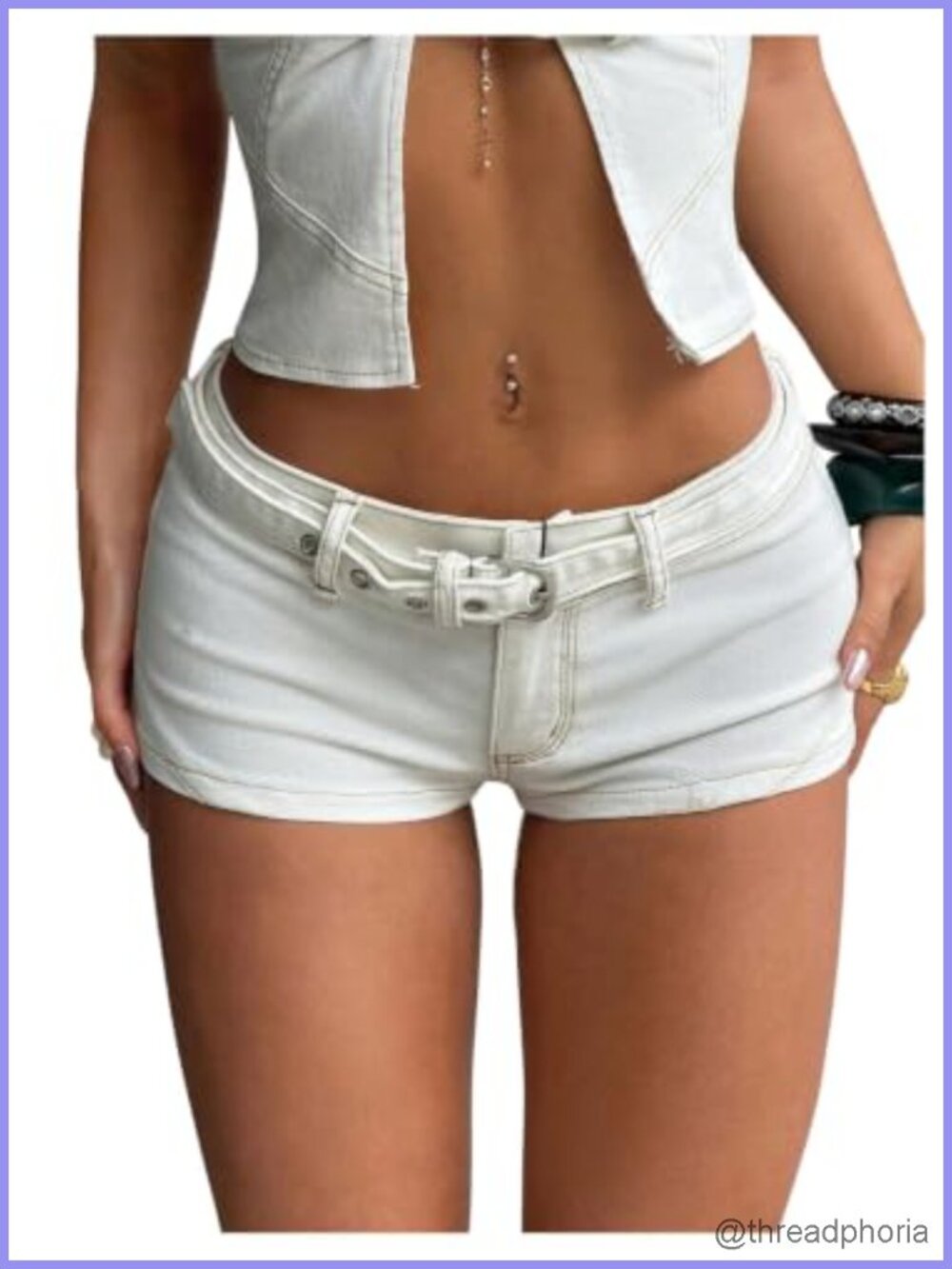 Y2K Low Rise Micro Denim Booty Shorts with Belt